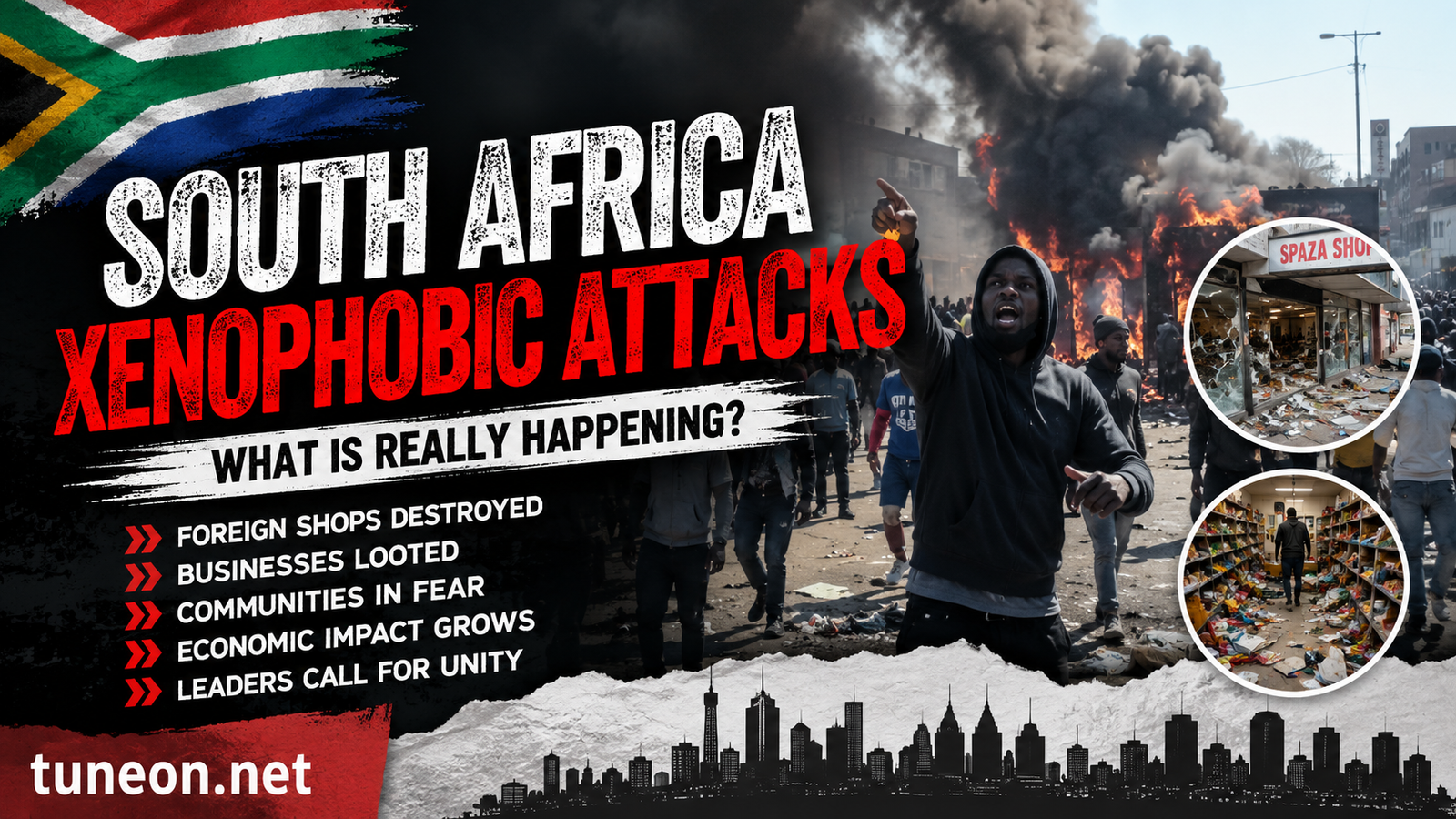 South Africa Xenophobic Attacks leave destroyed shops and empty streets