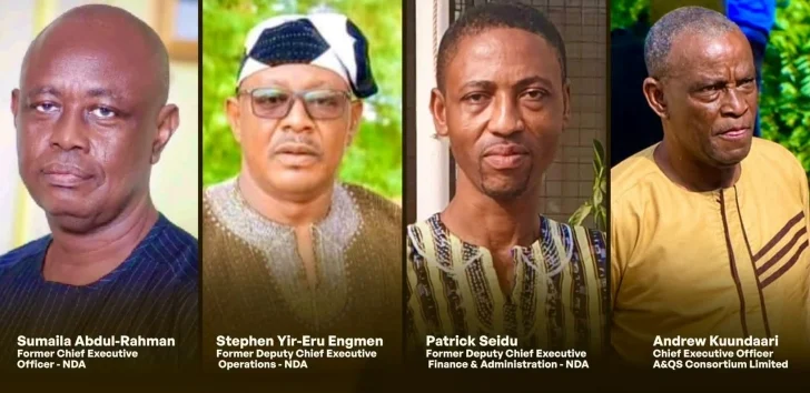 Composite portrait of Sumaila Abdul-Rahman, Stephen Yir-Eru Engmen, Patrick Seidu and Andrew Kuundaari, the four people convicted in the Tamale procurement case.
