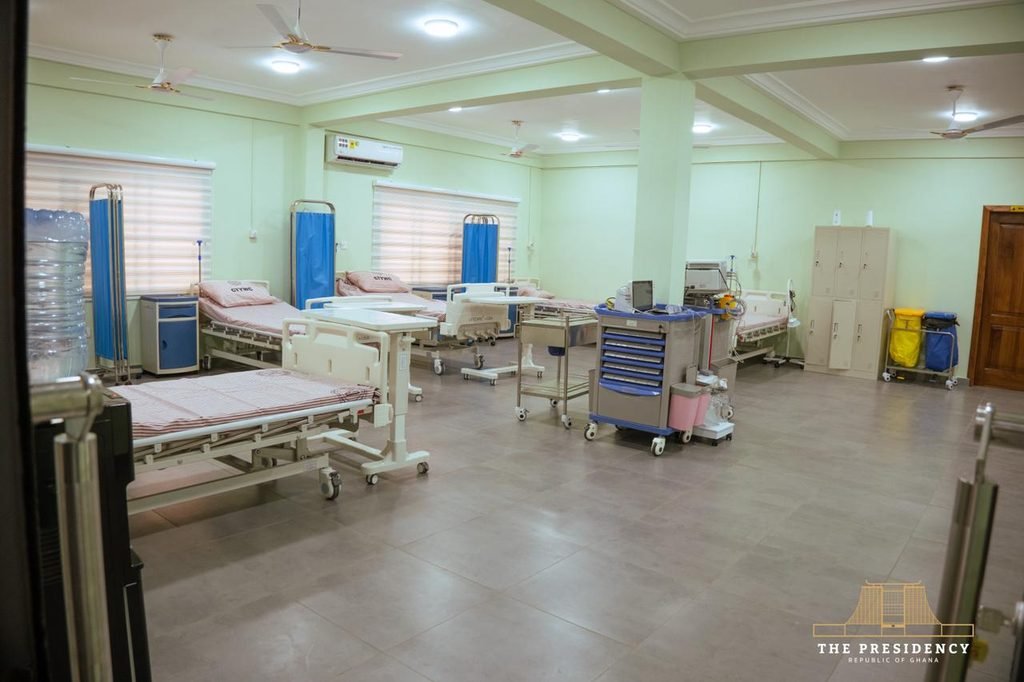 Hospital ward and beds photographed in Ghana News Agency coverage of the Police Hospital expansion